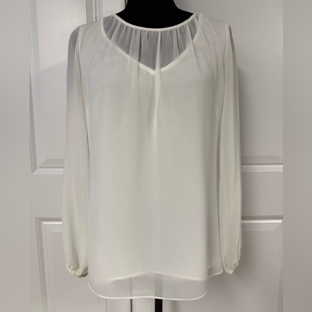 White House Black Market Sheer Tie Back Blouse